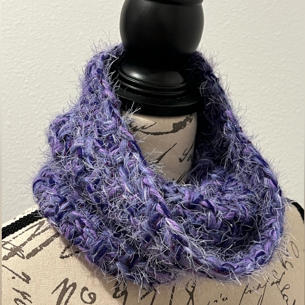 New Handcrafted Versatile Crochet Knitted Continuous Scarf or Open Beanie Hat